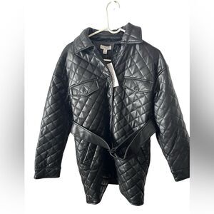 Top Shop Quinn Faux Leather Jacket Size UK 8/US 4